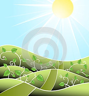 Cartoony floral sunny scenery