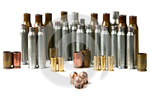 Cartridge case and bullets