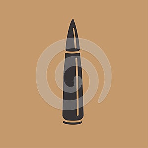 Cartridge icon. Bullet with a sleeve, cartridge for firearms.