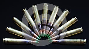 Cartridges with green tipped bullets