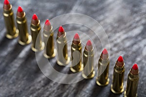 Cartridges ranked with red tip