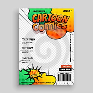 Cartton comic magazine cover design template photo