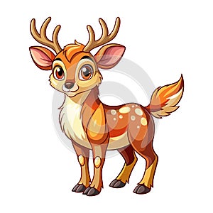 A Cartton Style Cute Baby Deer on a White Background photo