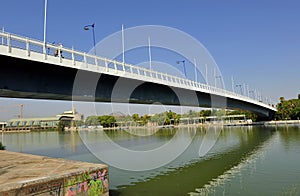 Cartuja bridge over the Guadalquivir River, Seville, Andalusia, Spain