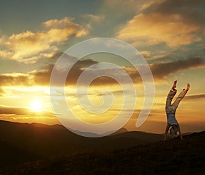 Cartwheel on the sunset
