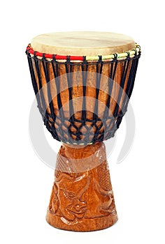 Carved African djembe drum