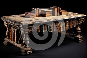 Carved Ancient old book table. Generate Ai