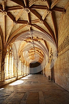 Carved arched corridor in monastery