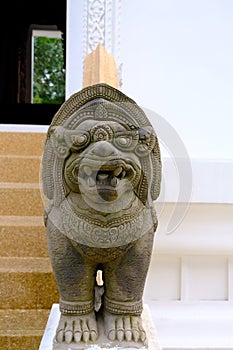 The Carved brown stone of Leo or Lion with Cambodia style