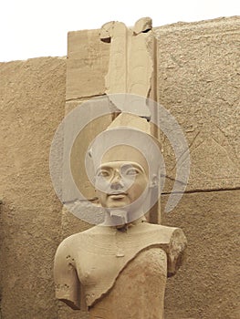 Carved bust of pharaoh at Karnak temple in Luxor - Egypt