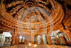 Carved ceiling of Jain temples in Rajasthan