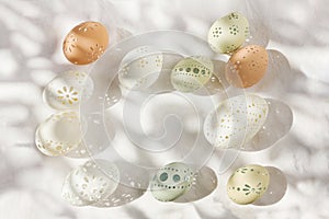 Carved chicken egg, eggshell ornament, egg art.