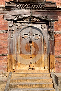 Carved door inside the Nasal Chowk Courtyard of Hanuman Dhoka Durbar Square