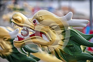 Carved dragon boat head