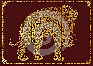 Carved elephant thai style vector