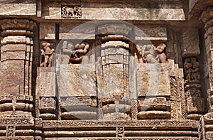 Carved erotic sculptures at Sun Temple, Konark