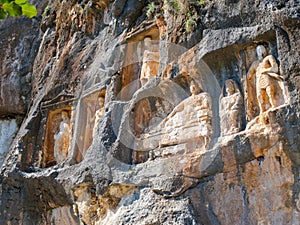 Carved figures in Adamkayalar, Turkey