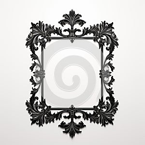 Vintage Black Ornate Frame On White Background