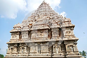 Carved friezes and niches are covered with religious carvings