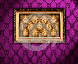 Carved Gilded Frame on Violet Wallpaper