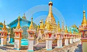 The golden pagoda of Thanboddhay monastery, Monywa, Myanmar photo
