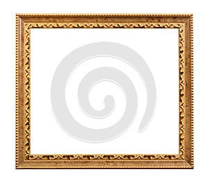 Carved golden wooden picture frame isolated