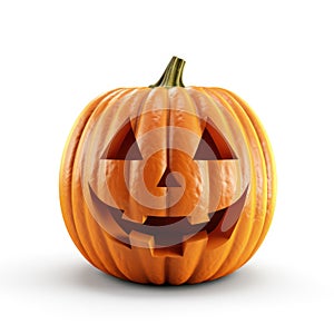 Carved Halloween pumpkin jack o lantern isolated on white background