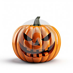 Carved Halloween pumpkin jack o lantern isolated on white background