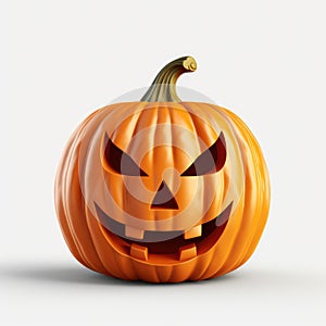 Carved Halloween pumpkin jack o lantern isolated on white background