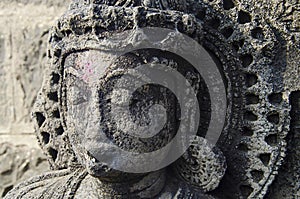 Carved idol of God, Bhuleshwar Temple, Pune, Maharashtra.