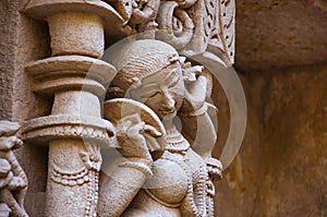 Carved idol on the inner wall of Rani ki vav, an intricately constructed stepwell on the banks of Saraswati River. Patan, Gujarat