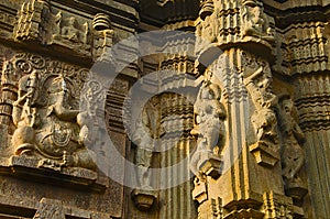Carved idol of Lord Ganesha and Carvings, Kopeshwar Temple, Khidrapur, kolhapur, Maharashtra India