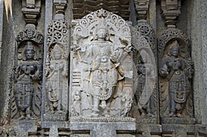 Carved idols on the Chennakesava Temple, is a Vaishnava Hindu temple, Somanathapura