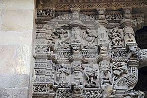 Carved idols on the Vadodara Bhagol also known as the Western gate, located in Dabhoi,
