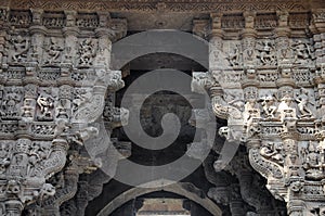 Carved idols on the Vadodara Bhagol also known as the Western gate, located in Dabhoi,