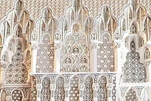 Geometric patterns in marble: Details King Hassan II Mosque, Casablanca, Morocco