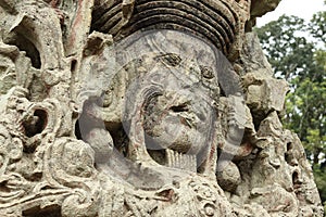 Carved Mayan stella, Copan ruins, Honduras photo