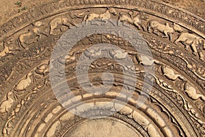 Carved moonstone in Sri Lanka