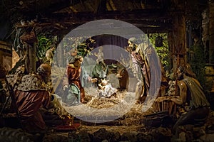 Carved nativity scene