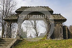 Old traditional carved wood gate