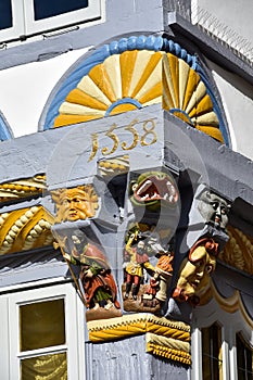 Carved ornament at an old half timbered house