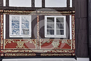Carved ornament  at an old half timbered house