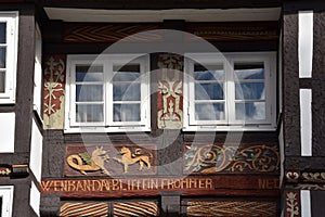 Carved ornament  at an old half timbered house
