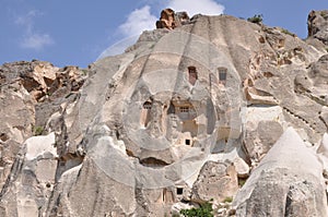 Carved Pigeon Lofts and Houses, Red Rose Valley, Goreme, Cappadocia, Turkey