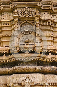 Carved pillar of Sahar ki masjid. UNESCO protected Champaner - Pavagadh Archaeological Park, Gujarat, India photo