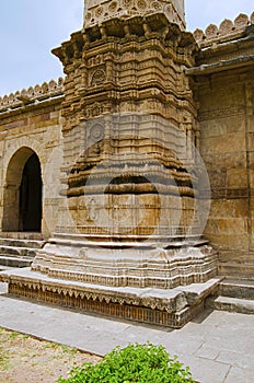 Carved pillar of Sahar ki masjid. UNESCO protected Champaner - Pavagadh Archaeological Park, Gujarat, India photo