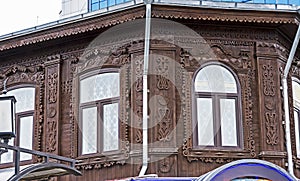 Carved platbands on Windows of the old house