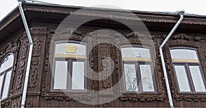 Carved platbands on Windows of the old house