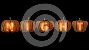 Carved Pumpkin Letters with candle the night