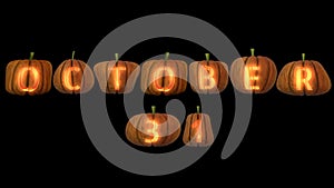 Carved Pumpkin Letters with candle the october 31